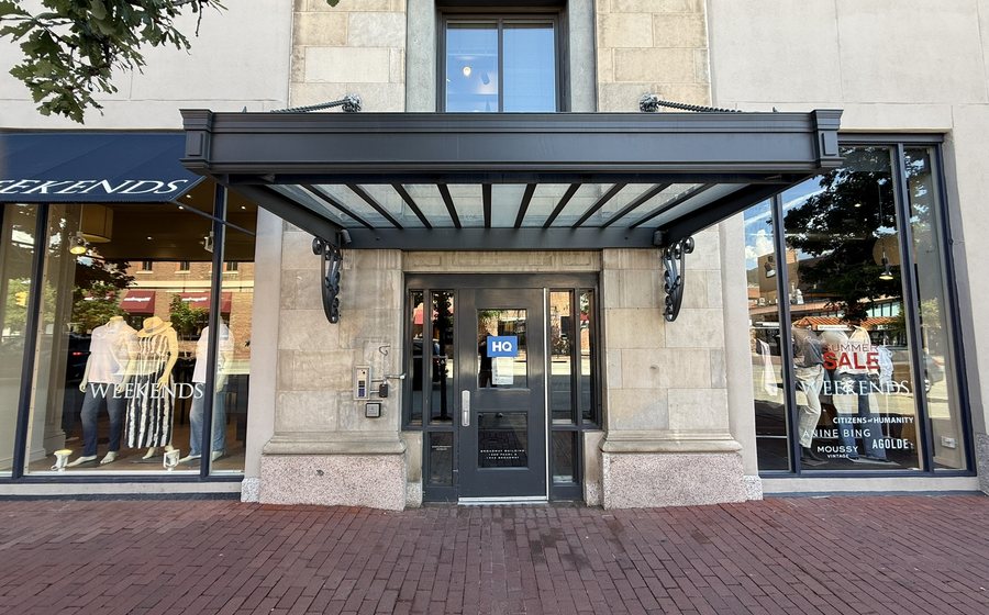 The marked HQ entrance at 1200 Pearl Street